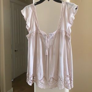 NWT Love Stitch Lace Cream Peasant Top